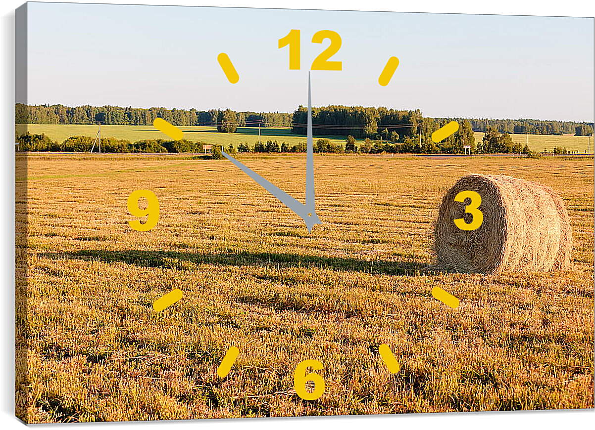 Часы картина - Стог сена на поле
