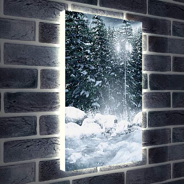 Лайтбокс световая панель - Зима фонарь снежные хлопья
