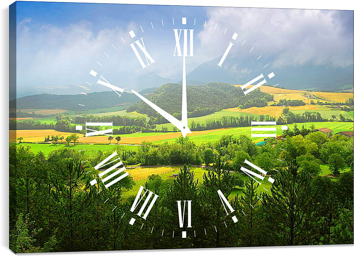 Часы картина - Зеленая долина
