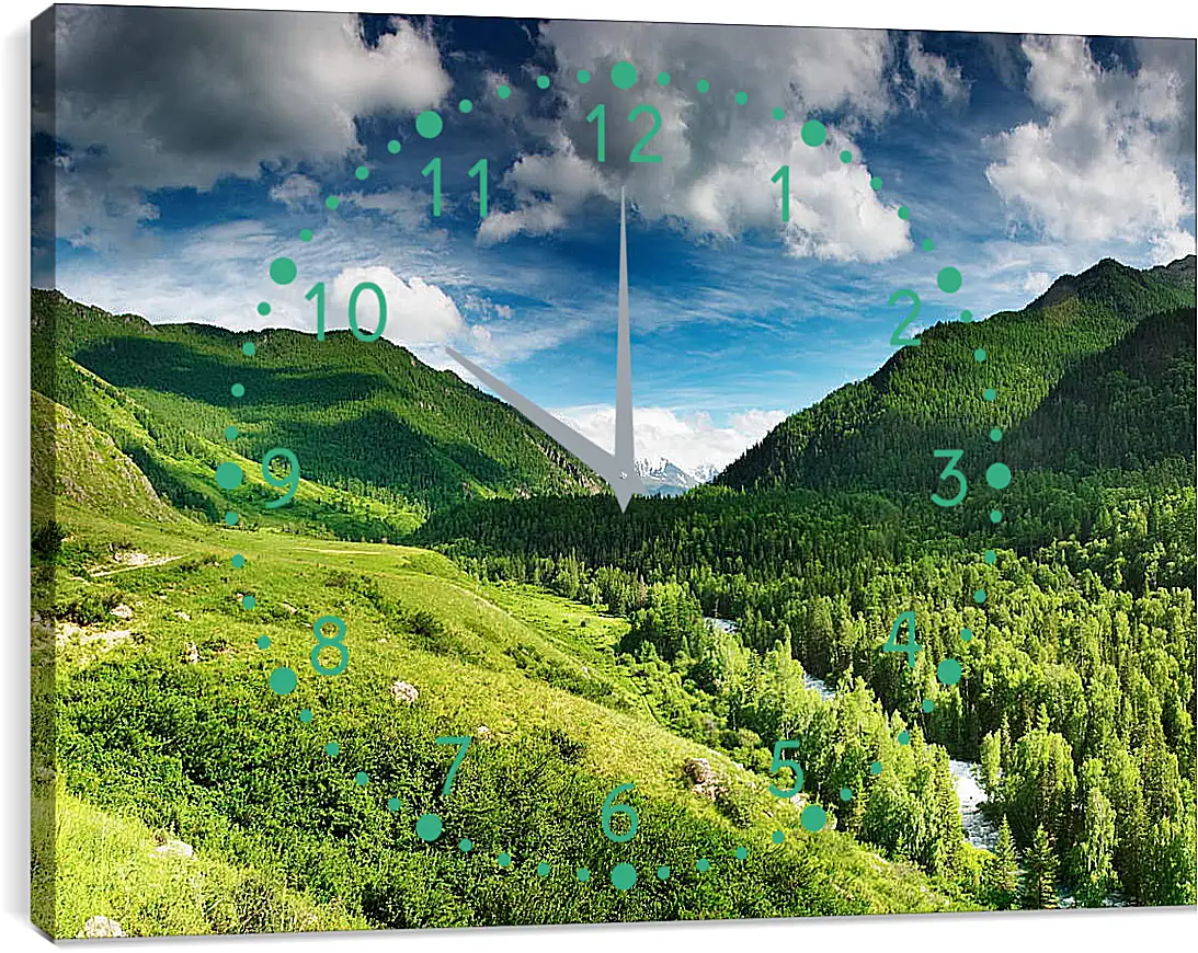 Часы картина - Тучки над горами