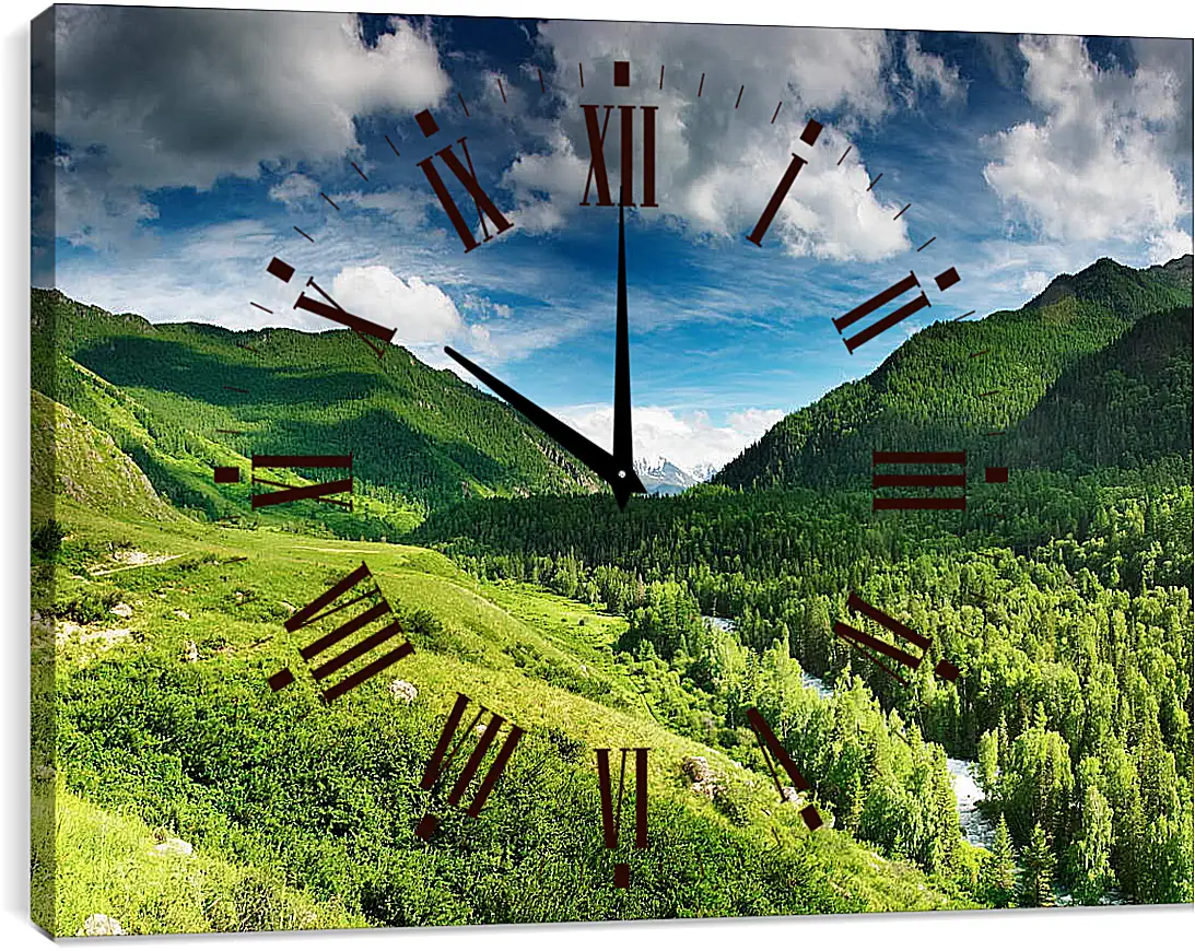 Часы картина - Тучки над горами