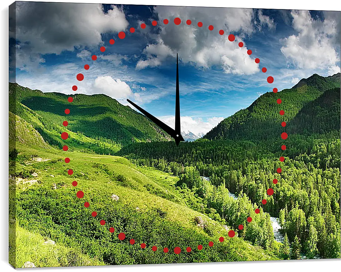Часы картина - Тучки над горами