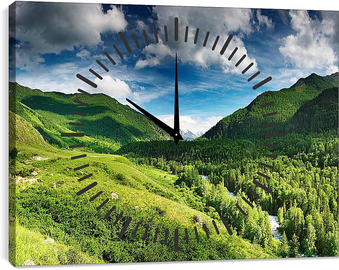 Часы картина - Тучки над горами