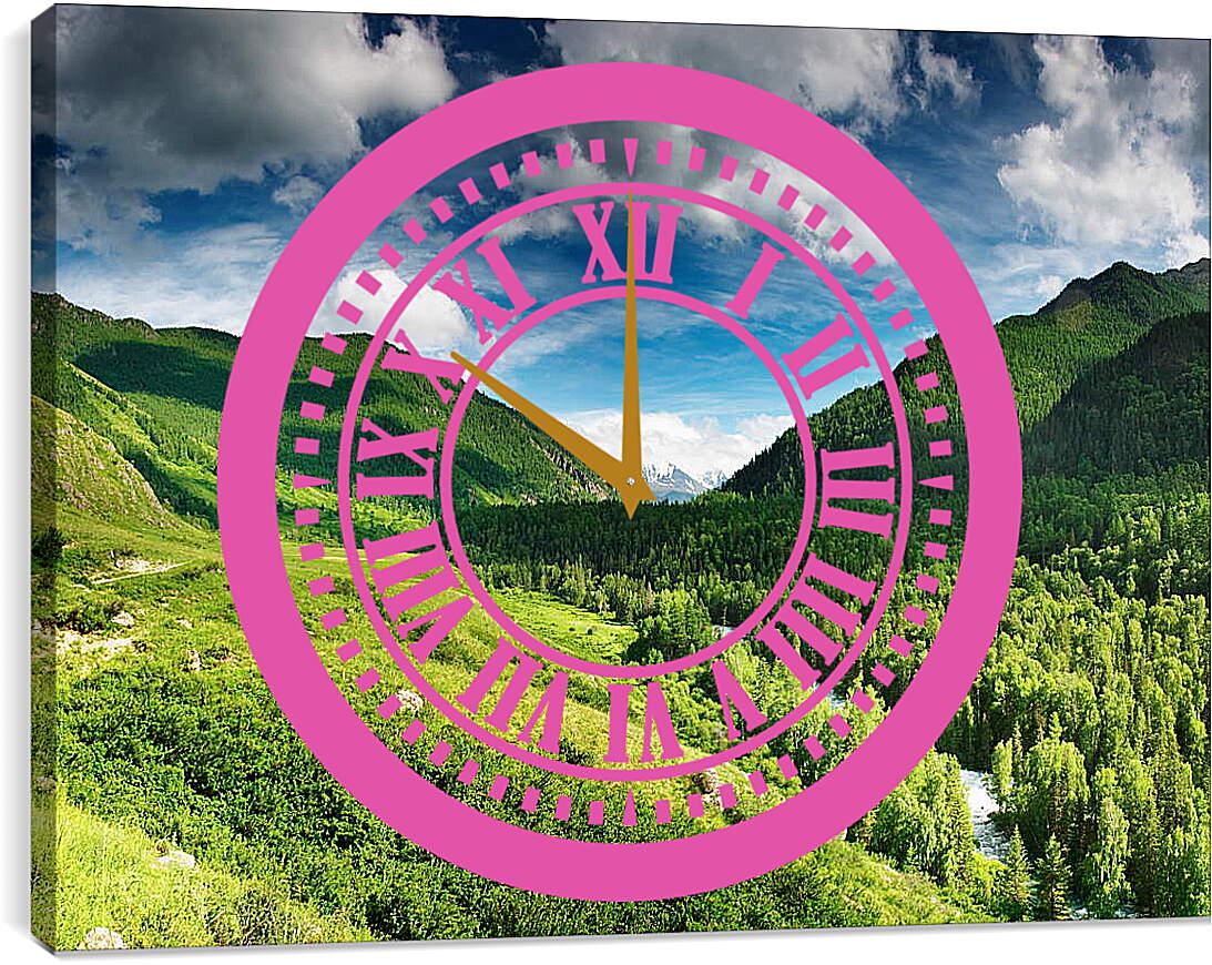 Часы картина - Тучки над горами