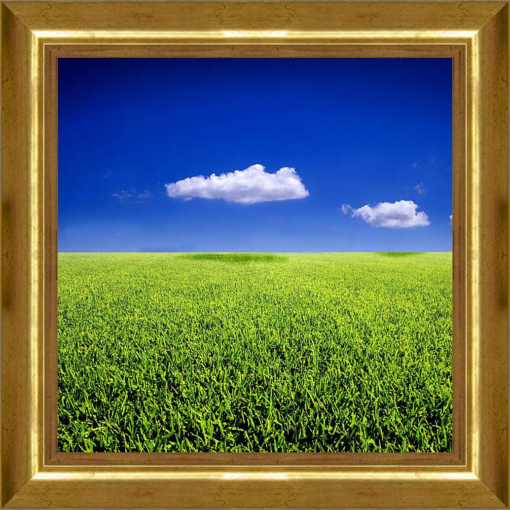 Картина в раме - Облака над полем
