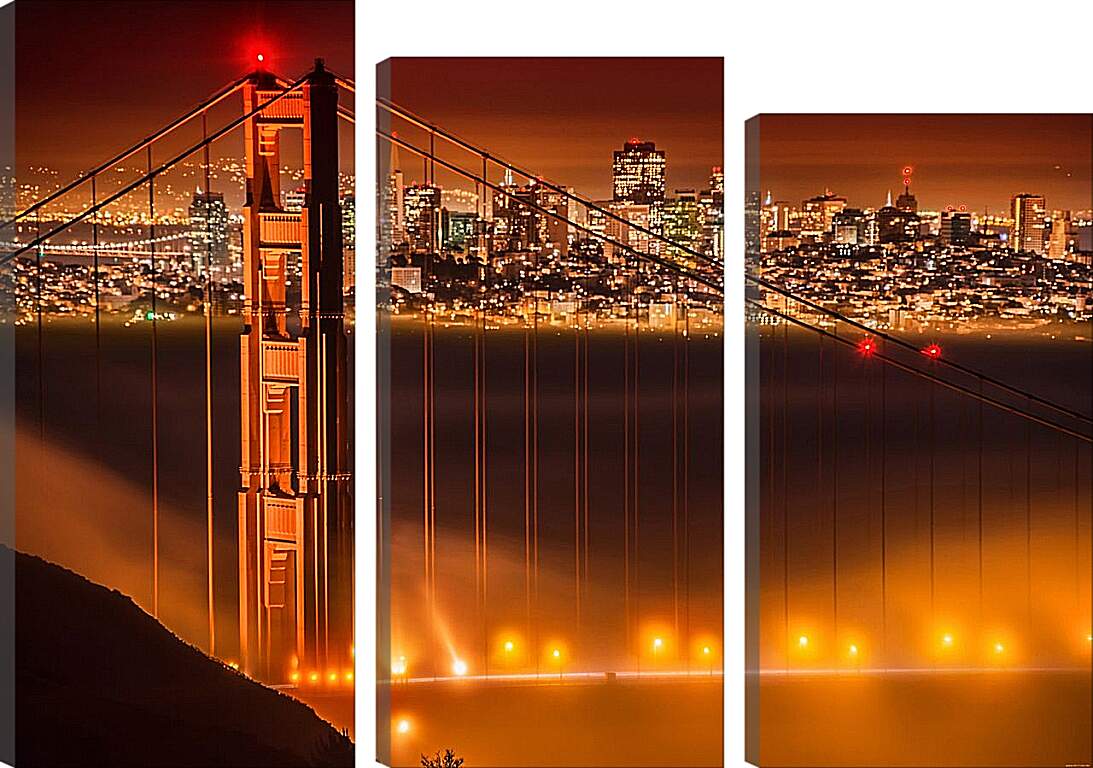 Модульная картина - Мост Золотые Ворота. Сан Франциско