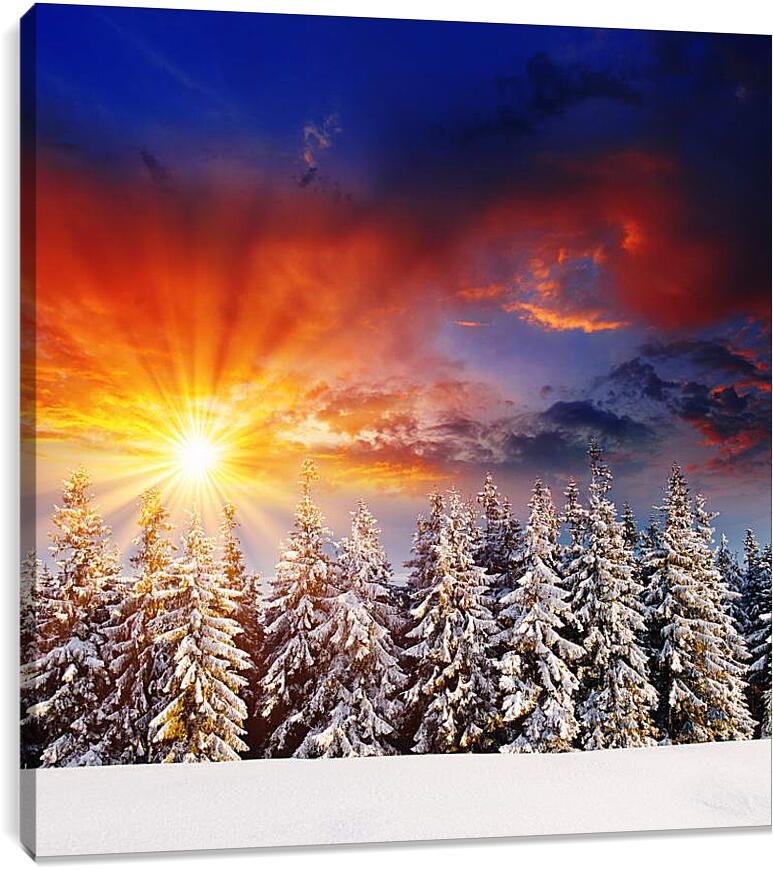Постер и плакат - Красный закат зимой
