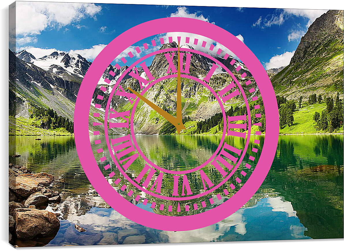 Часы картина - Озеро в горах