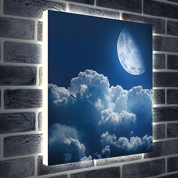 Лайтбокс световая панель - Луна над облаками
