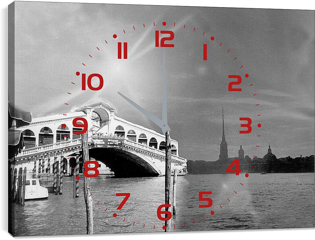 Часы картина - Мост на реке Неве