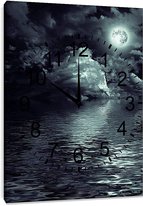 Часы картина - Полнолуние над водой

