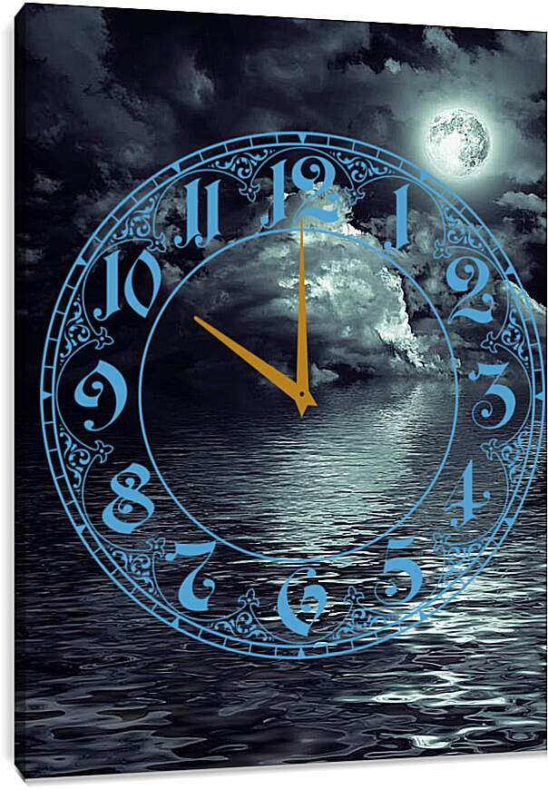 Часы картина - Полнолуние над водой
