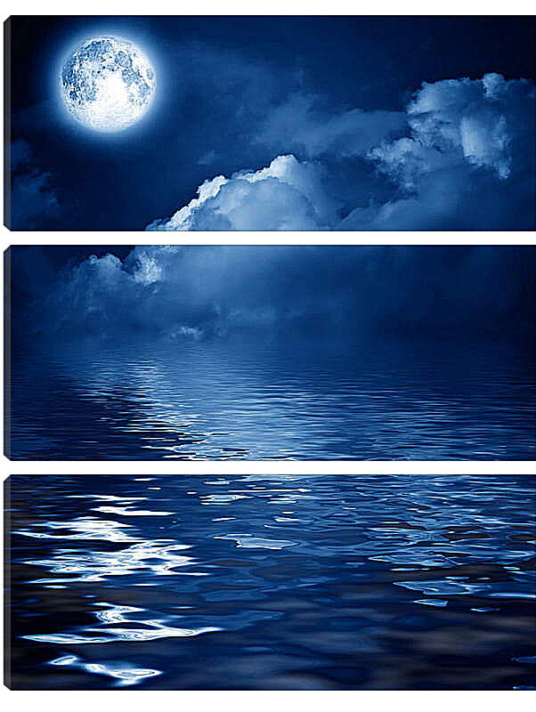 Модульная картина - Луна над рекой
