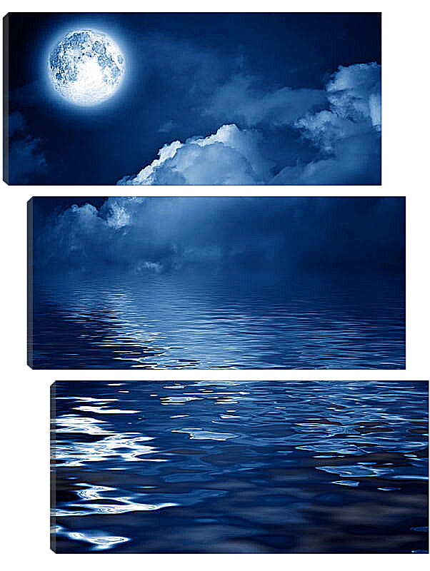 Модульная картина - Луна над рекой
