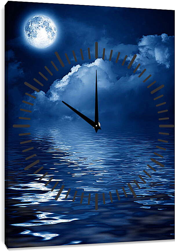 Часы картина - Луна над рекой
