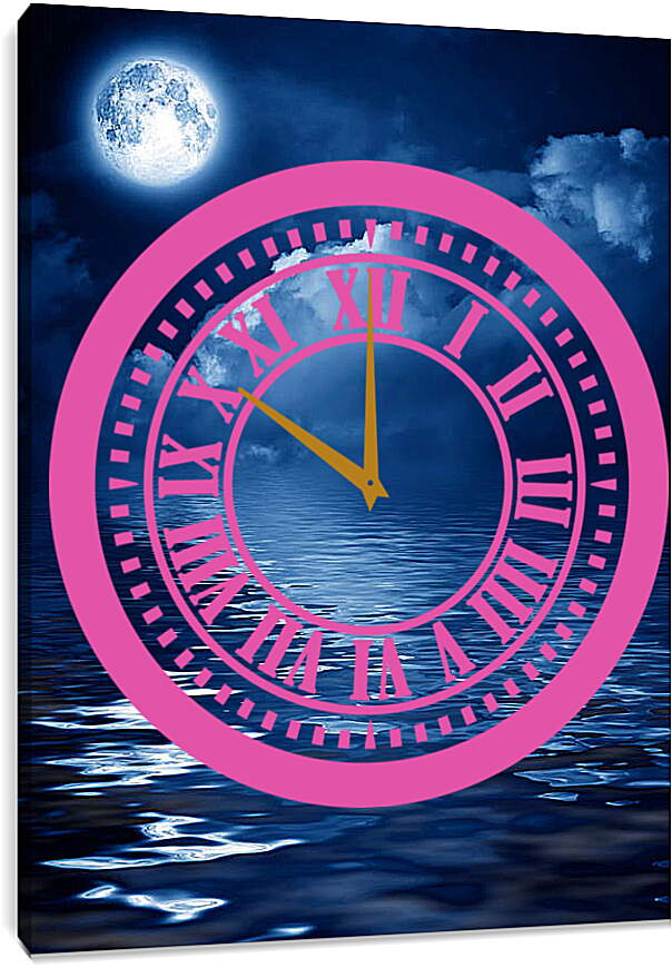 Часы картина - Луна над рекой
