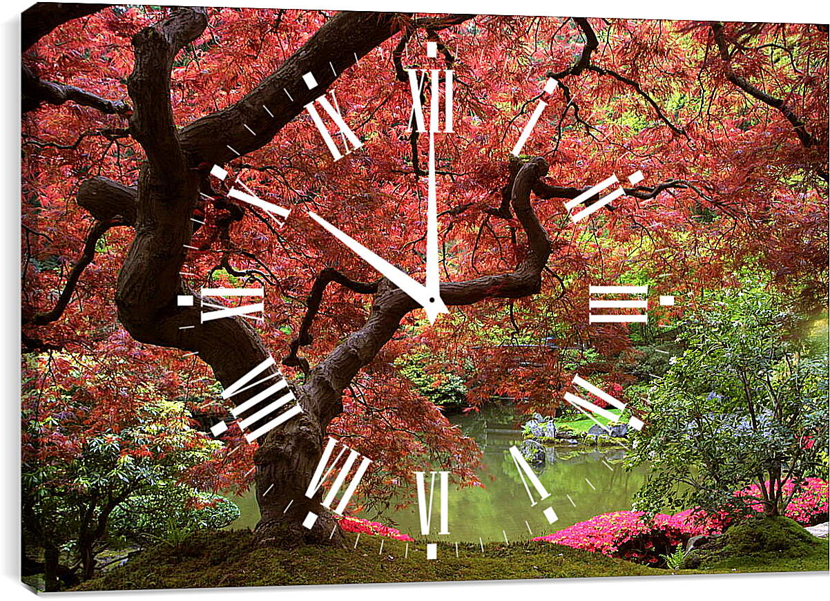 Часы картина - Красивое дерево над рекой
