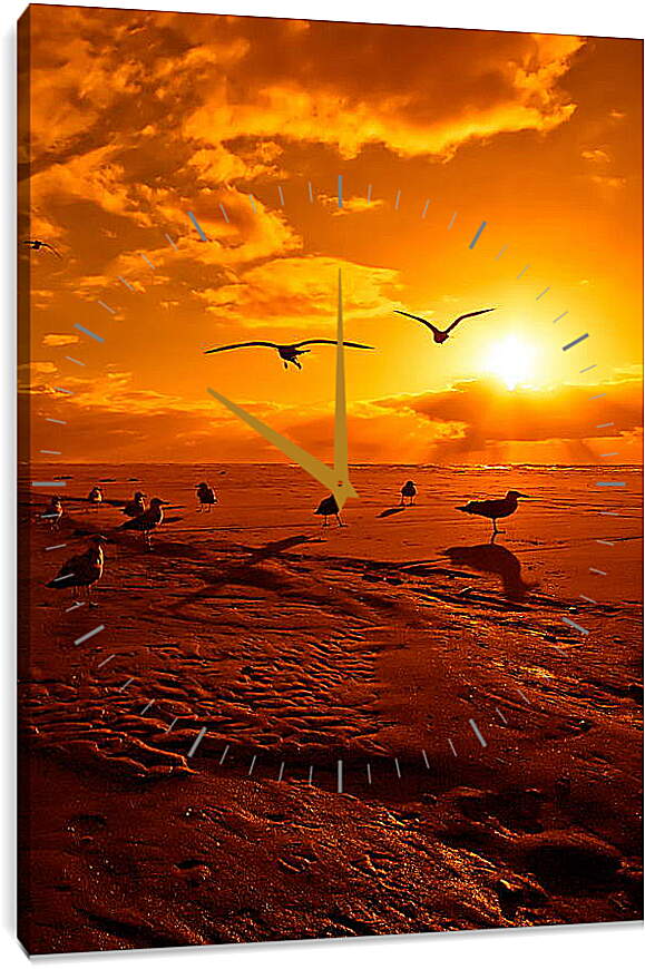 Часы картина - Чайки на берегу
