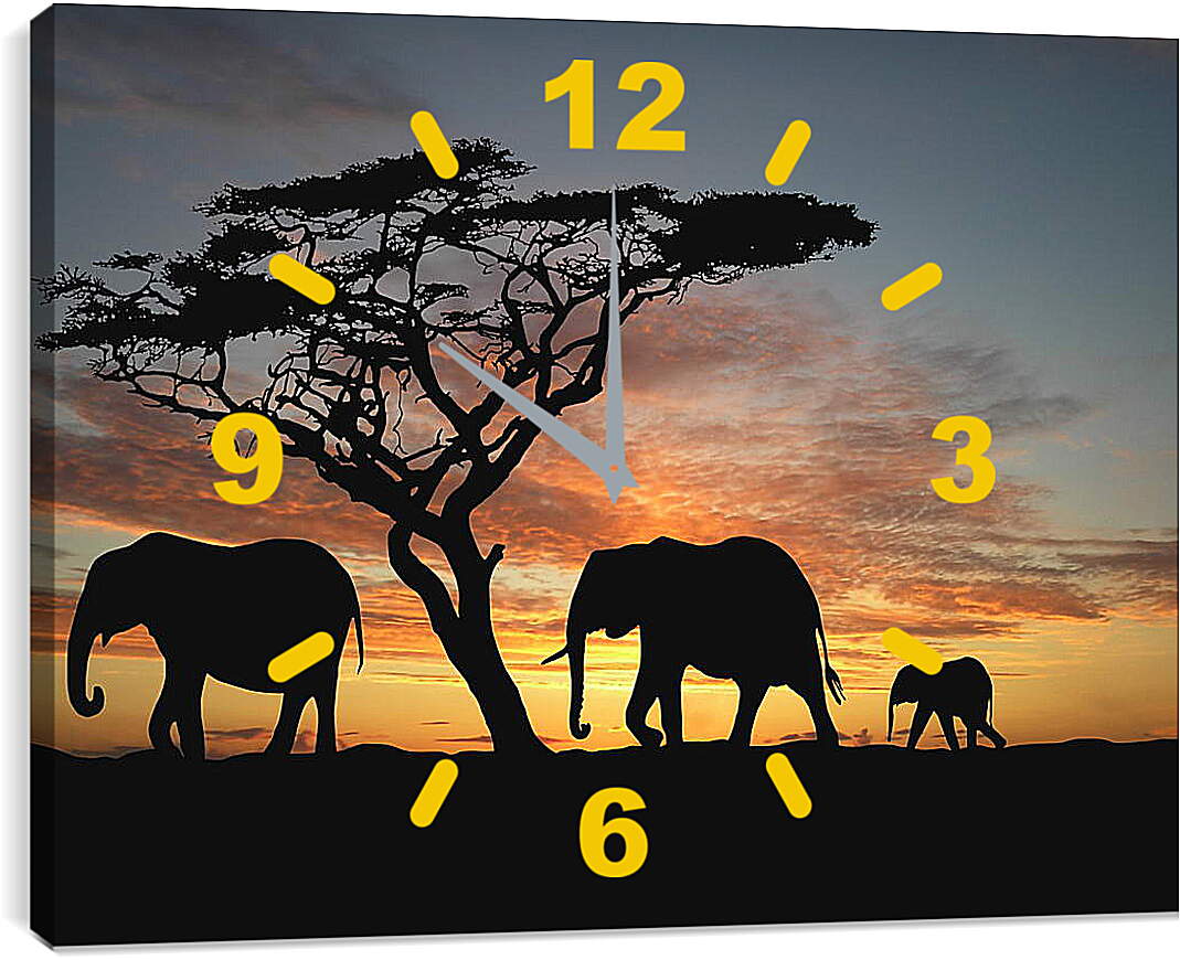 Часы картина - Три слона
