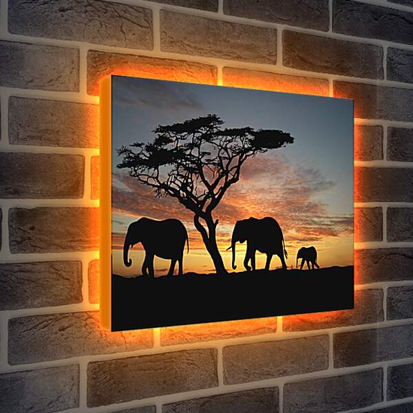 Лайтбокс световая панель - Три слона
