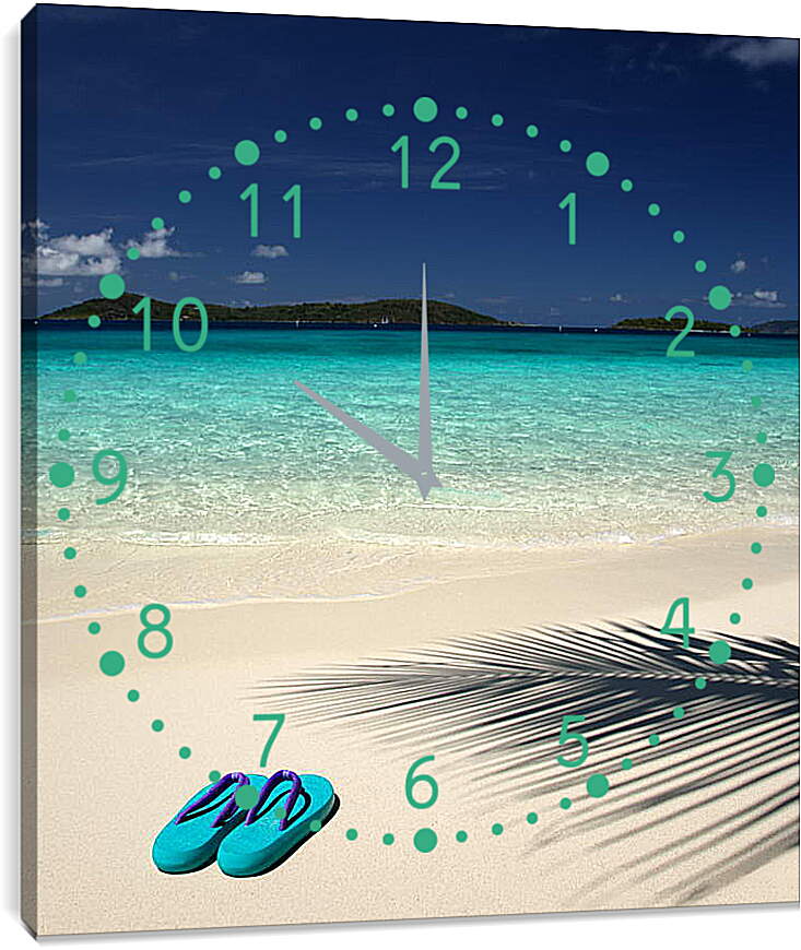 Часы картина - Тапки на пляже
