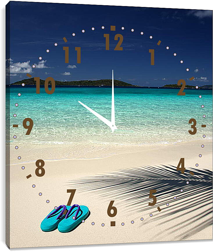 Часы картина - Тапки на пляже
