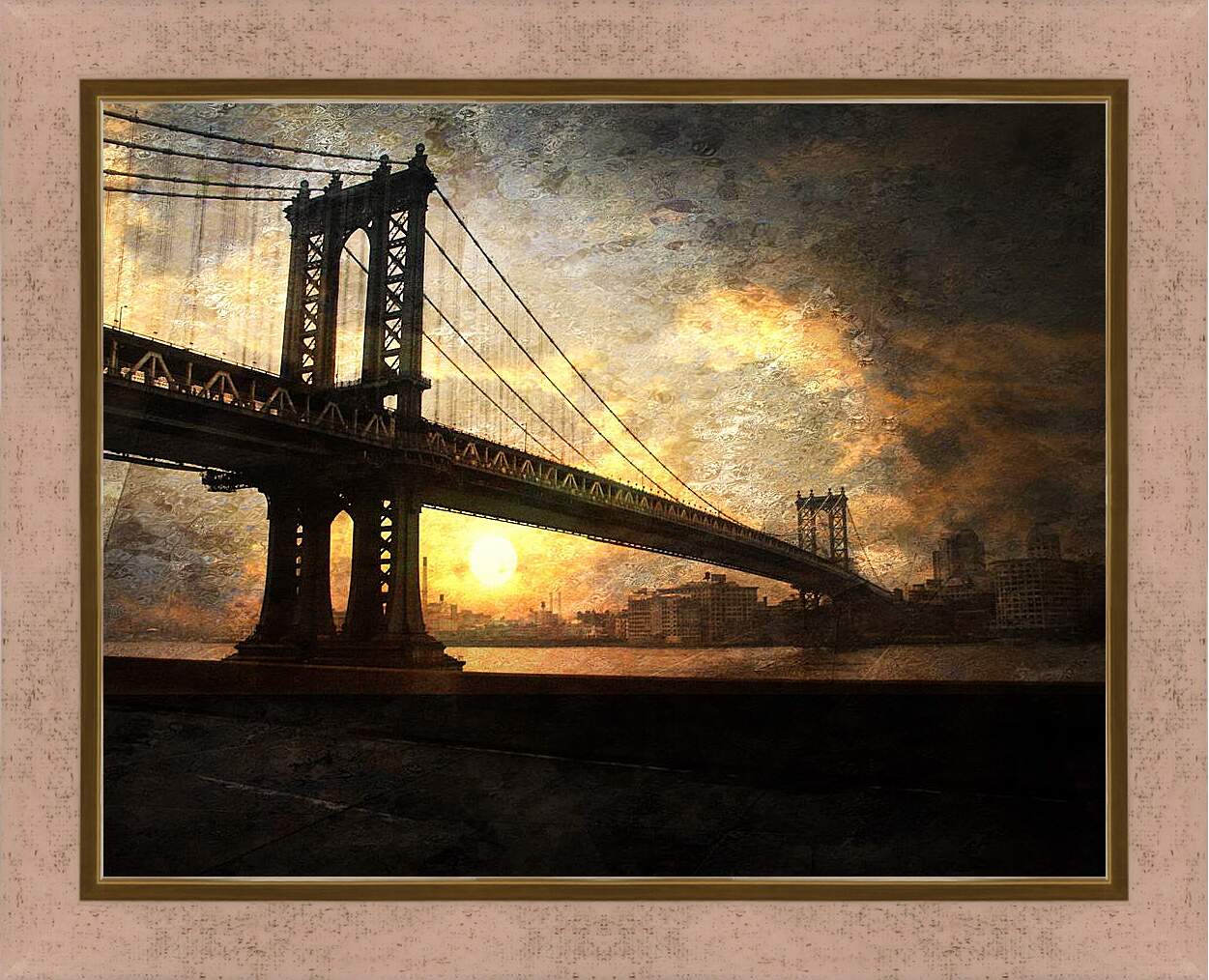 Картина в раме - Мост над рекой