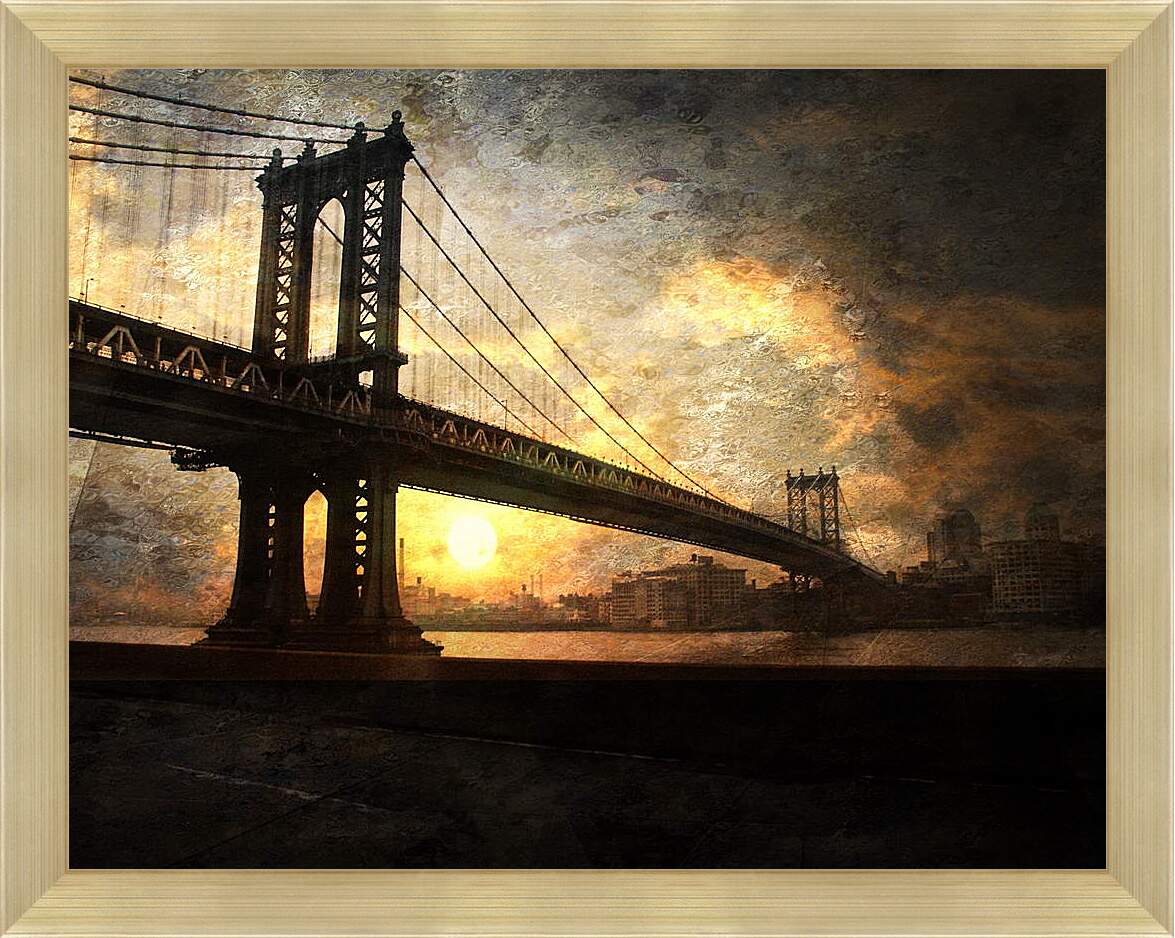 Картина в раме - Мост над рекой