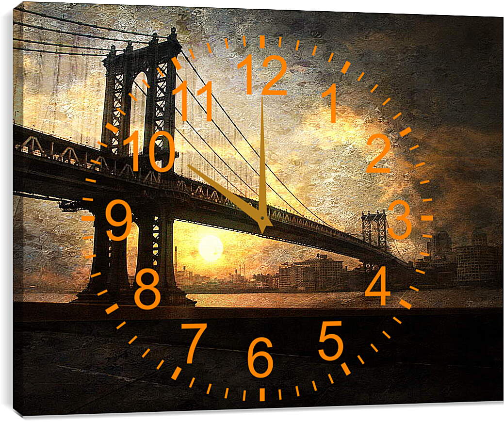 Часы картина - Мост над рекой