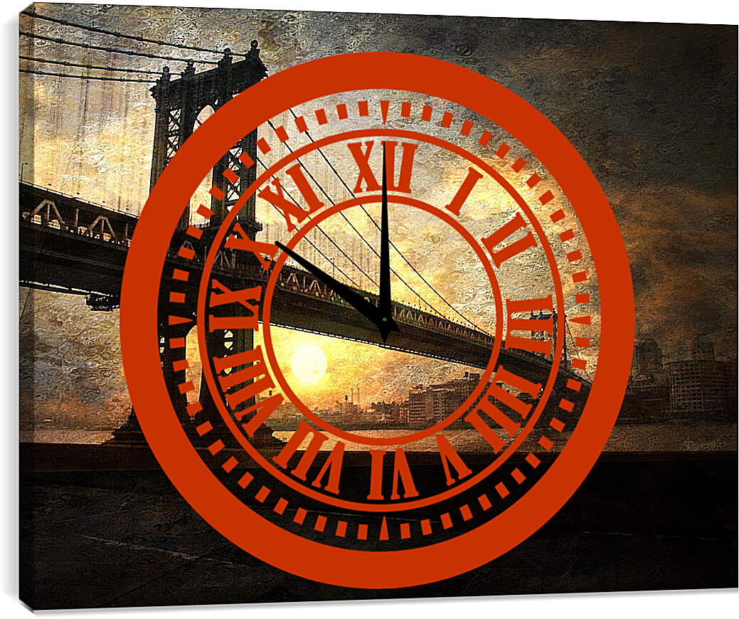 Часы картина - Мост над рекой