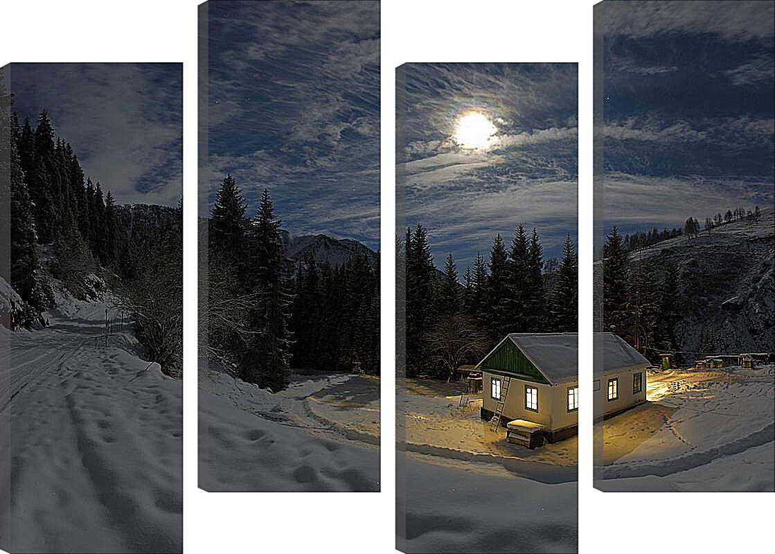Модульная картина - Зимней домик
