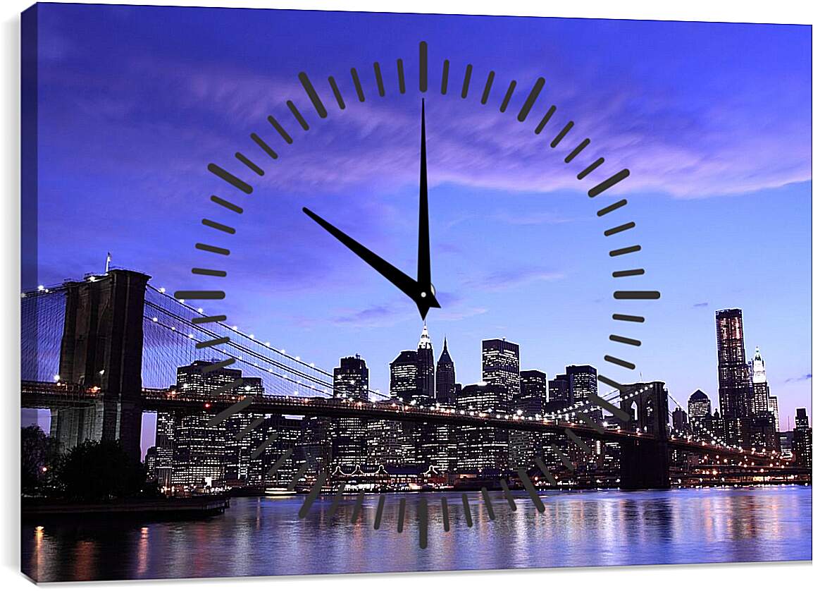 Часы картина - Бруклинский мост. Нью-Йорк. Америка.