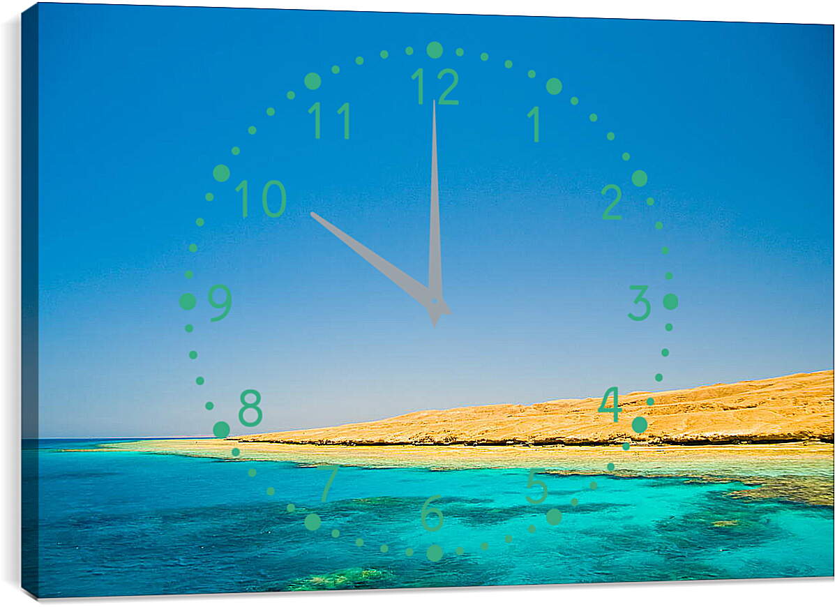 Часы картина - Желтый песок на море
