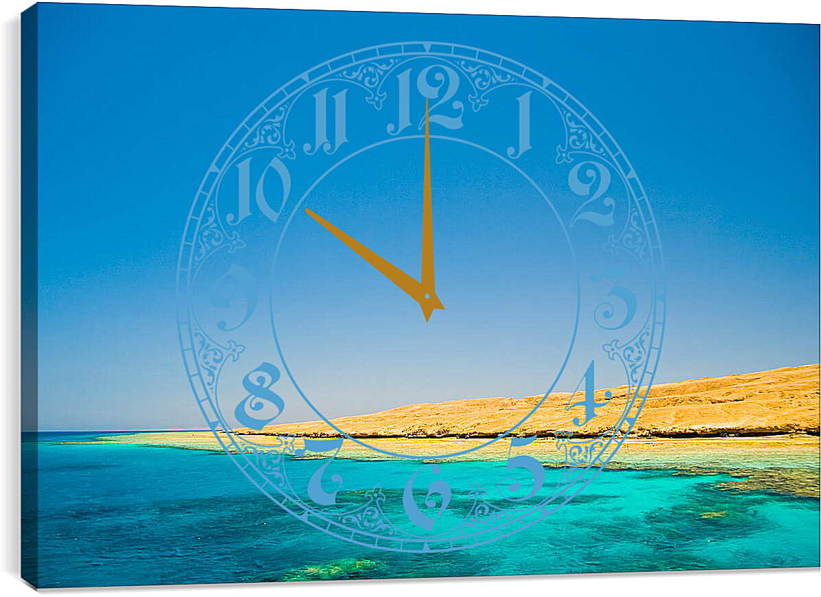 Часы картина - Желтый песок на море
