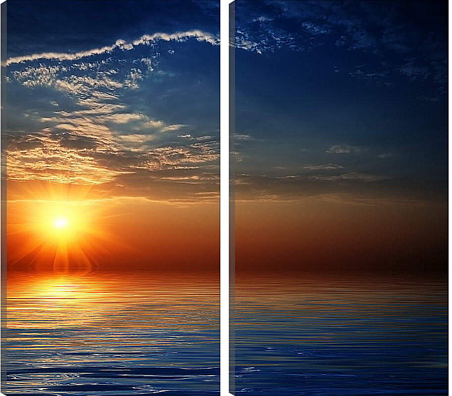Модульная картина - Солнце над морем
