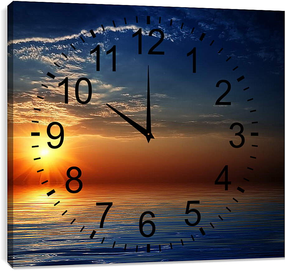 Часы картина - Солнце над морем
