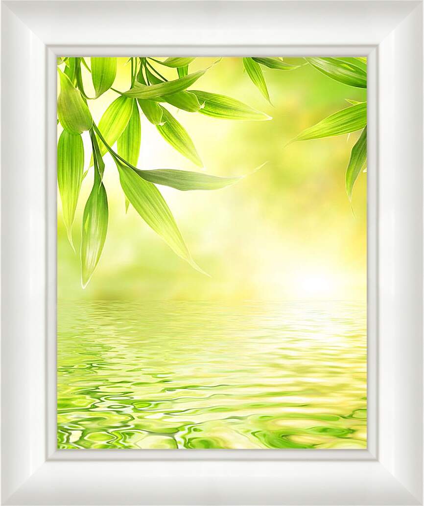 Картина в раме - Листья над водой
