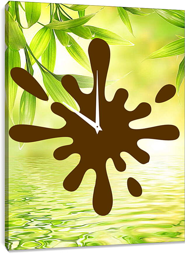 Часы картина - Листья над водой
