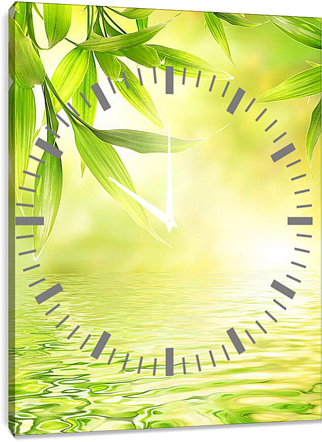 Часы картина - Листья над водой
