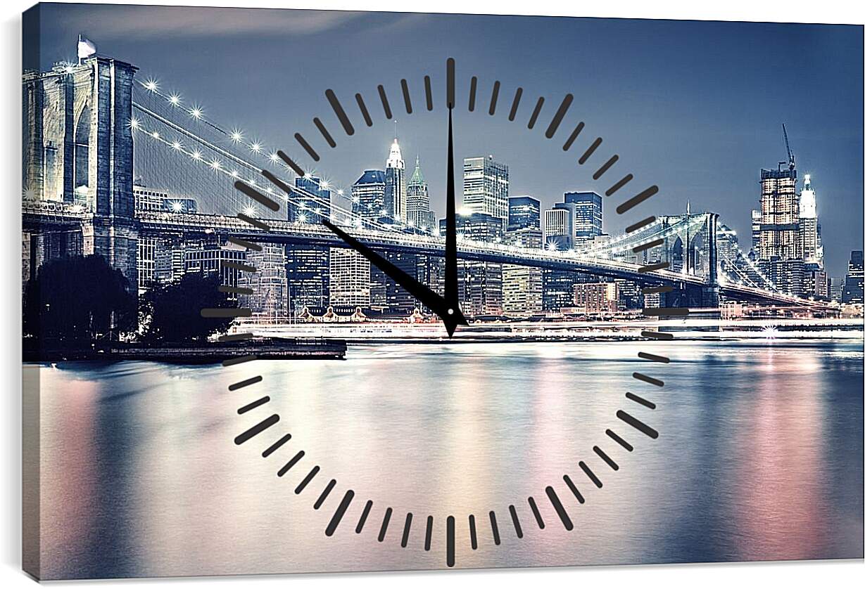 Часы картина - Бруклинский мост. Нью-Йорк. Америка.