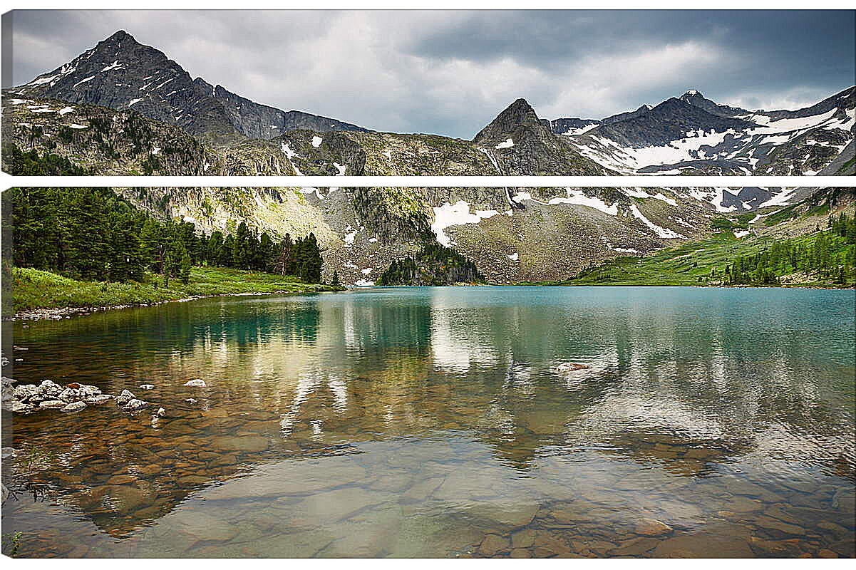 Модульная картина - Чистое горное озеро
