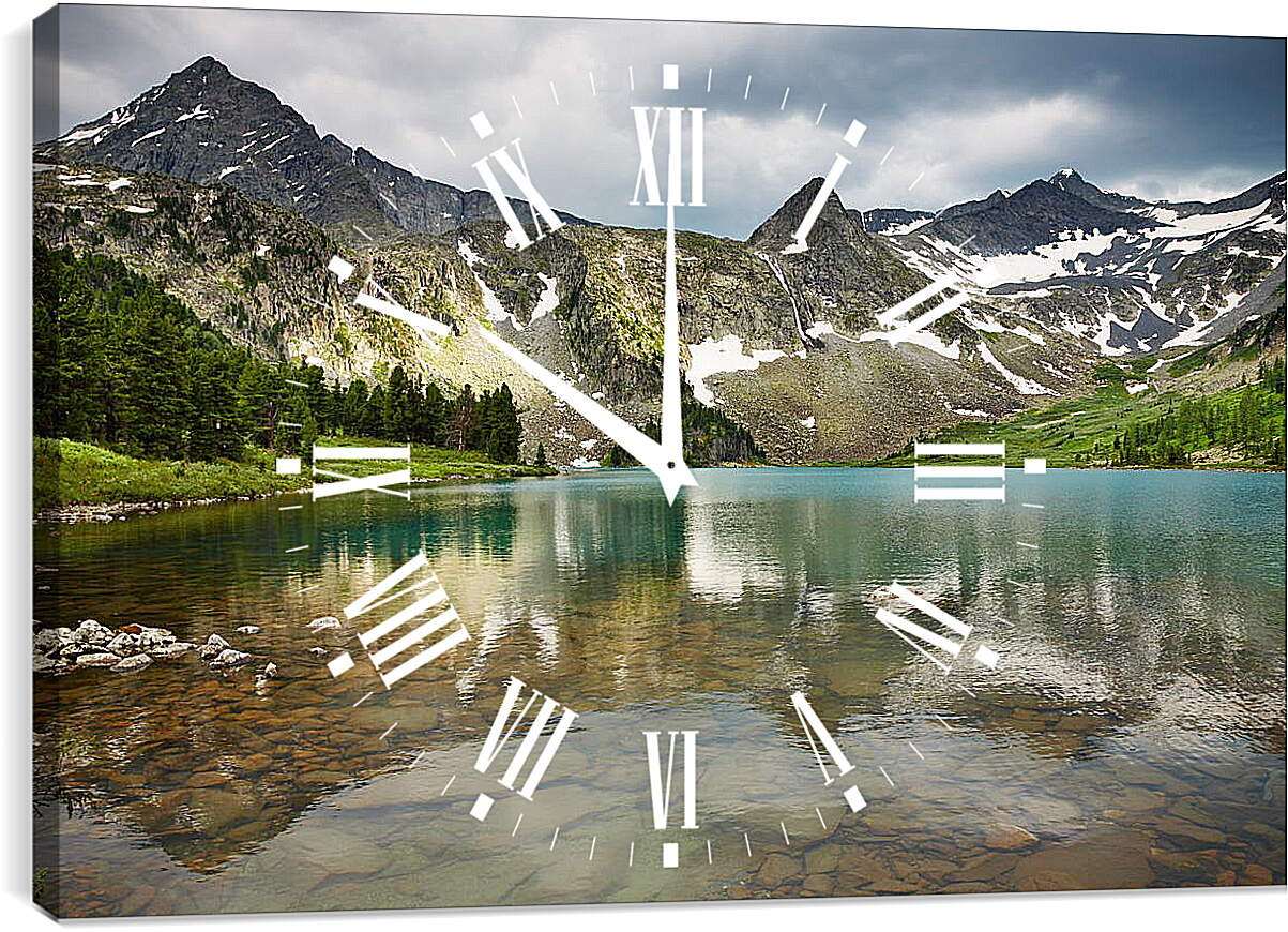 Часы картина - Чистое горное озеро
