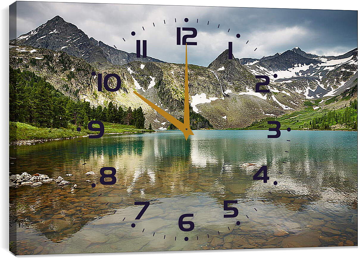 Часы картина - Чистое горное озеро
