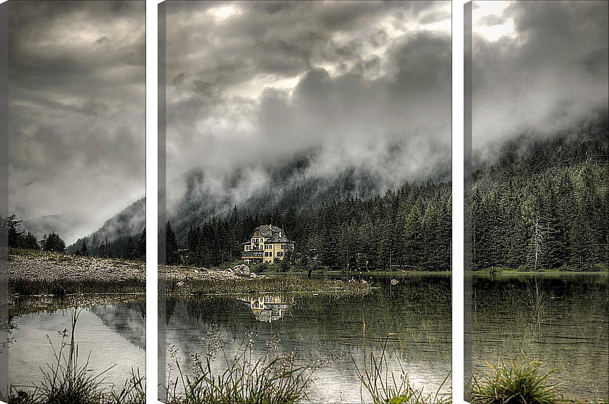 Модульная картина - Туман над домом
