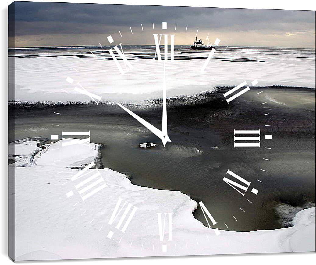 Часы картина - Снег на море
