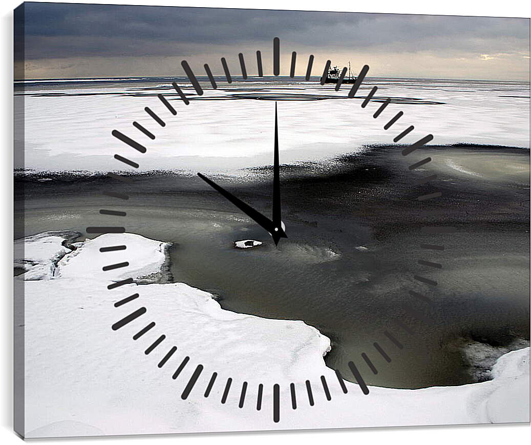Часы картина - Снег на море
