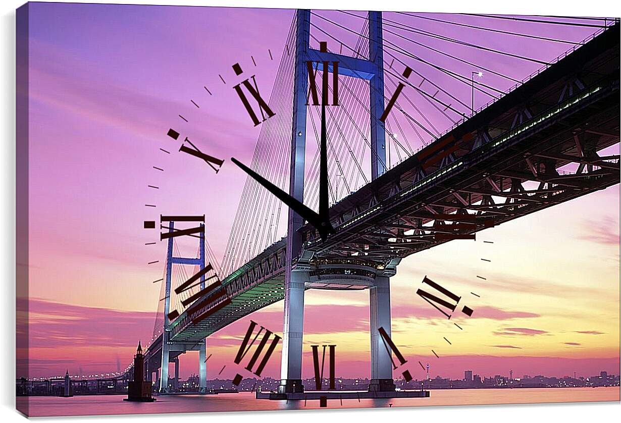 Часы картина - Городской пейзаж. Мост