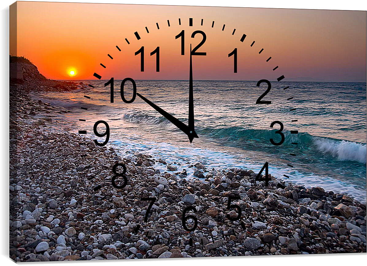 Часы картина - Галька на пляже
