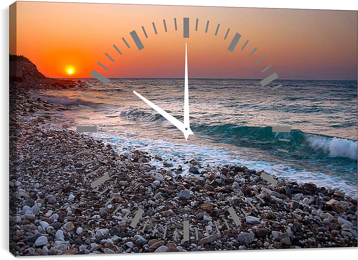 Часы картина - Галька на пляже
