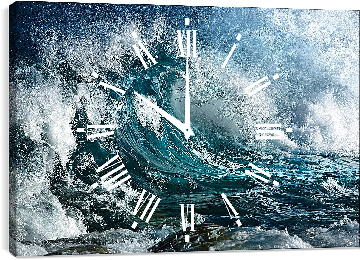 Часы картина - Волна с брызгами
